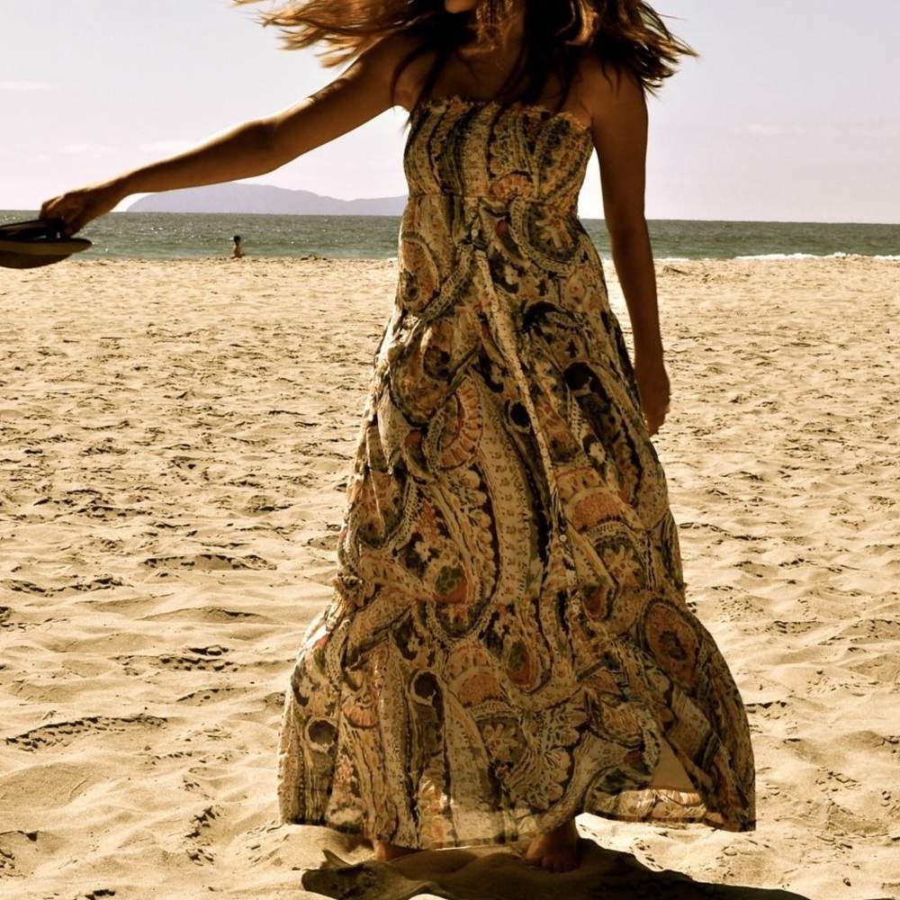 Strapless boho maxi dress